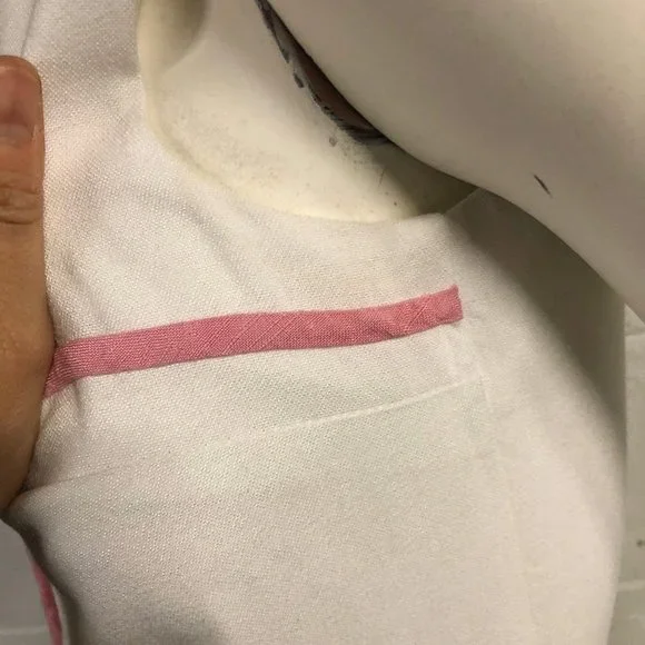 Womens Vintage 1960s XS White Pink Shift Dress - Picture 7 of 8